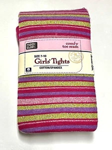 New Faded Glory Pink Purple Green Striped Tights Size 7-8-9-10 NIP NWT - Picture 1 of 1