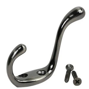 Rok Heavy Duty Antique Nickel Home Wall Closet Towel Coat Double Hook Hanger - Picture 1 of 5