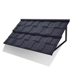 Fixed Metal Awnings 52 in W x 31 in H, Triangle Steel Frame with Tile Shaped ... - Picture 1 of 7