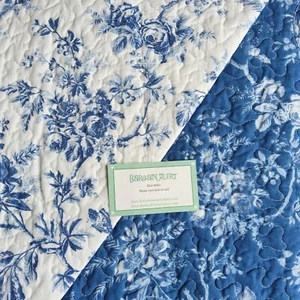 Laura Ashley Toile Floral 3pc King Scallop QUILT Farmhouse Blue White Butterfly - Picture 1 of 9