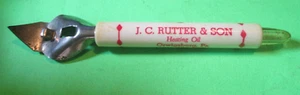 APRIBOTTIGLIE VINTAGE J.C. RUTTER & SON OLIO COMBUSTIBILE METALLO PLASTICA ORWIGSBURG PA - Foto 1 di 3
