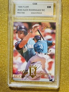 1994 FLAIR ALEX RODRIGUEZ ROOKIE #340 SEATTLE MARINERS CGS 10 MINT GEM  B READ - Picture 1 of 6