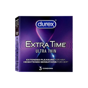 Durex Extra Time Ultra Thin Condom 3 Count ( pack of 3 )  | free shipping - Picture 1 of 4