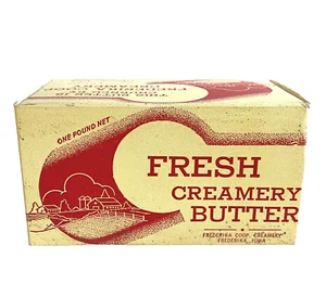 Fresh Creamery Empty Butter Box Frederika Coop Iowa Dairy Farm Vintage 1 Pound - Picture 1 of 7