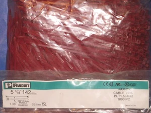 PANDUIT CABLE TIES W.142" L 5-5/8" NYLON RED HEAT STABILIZED PLT1.51-M32 - Picture 1 of 2