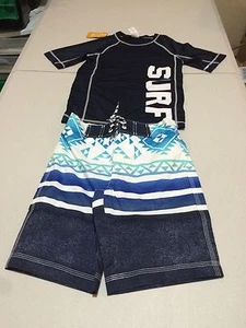 NWT Gymboree boy rash guard Surf Geo Swim Trunk Shorts Set 5/6 UPF 50+ 5/6,7/8 - Picture 1 of 3