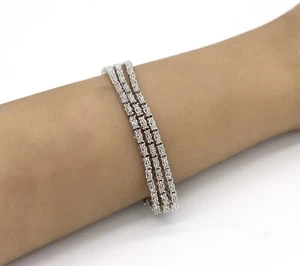 Pulsera Tenis Plata 925 3 Hilos 2.00CT Diamantes Naturales G/I1 Mejor Oferta - Imagen 1 de 6
