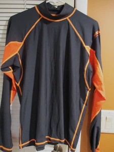 Sun Protection Zone Men’s L Black Orange Rash Guard Swim Shirt ActiveSkinz Max - Picture 1 of 7