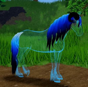 Blue w/Void horned V2 Ghost Friesian Super Rare Wild horse islands whi - Picture 1 of 2