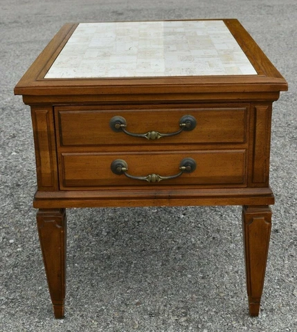 VINTAGE BRANDT TUSCANY SIDE ACCENT END TABLE SOLID WITH WITH STONE GRANITE TOP Cover