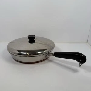 Vintage Revere Ware Kupferboden Pfanne Bratpfanne 10" Doppelring mit Deckel USA - Bild 1 von 17