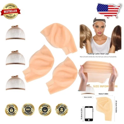 Paquete de 3 gorras de peluca - nailon y látex - disfraz de Halloween para hombre adulto Foto 1 de 4