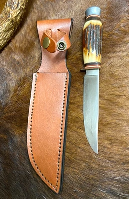 Barón, Solingen, acero inoxidable, Alemania, cuchillo de caza, mango de ciervo genuino, 8 1/2" Foto 1 de 4