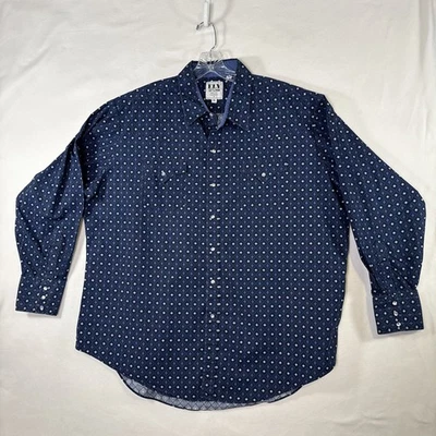 Ely Cattleman Mens Pearl Snap Western Shirt Blue Geometric XXL - Image 1 of 4