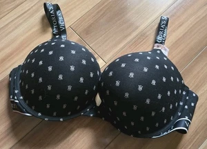 NWT Victorias Secret bombshell add 2 cups T-Shirt padded bra Black Logo 38C - Picture 1 of 6