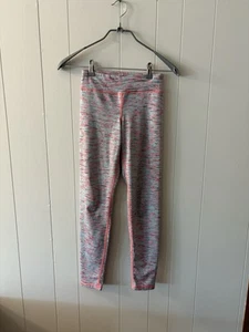 90 Degrees By Reflex Leggings Girls Large Pink Teal EUC A2 - Picture 1 of 8