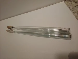 Set Of 2 Venetian Style Glass Taper Candles 11.5" Tall Gold Tip - Picture 1 of 3