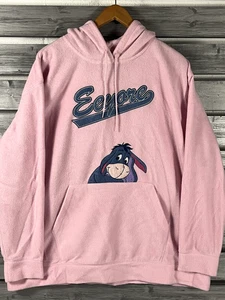 Disney Eeyore Hoodie Womens 2XL Pink Fleece Pullover Embroidered Winnie the Pooh - Picture 1 of 7