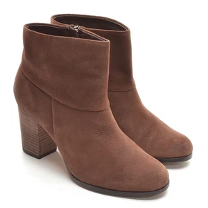 Ladies Cole Haan Cassidy Heeled Zip Boots 8 B Brown Leather Ankle Booties Shoes - Picture 1 of 7