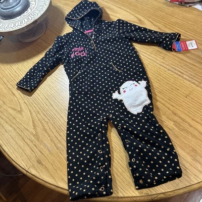 PEEK A BOO Fleece Hooded ONE PIECE Size 24 Months Girl HALLOWEEN GHOST NWT - Image 1 of 4