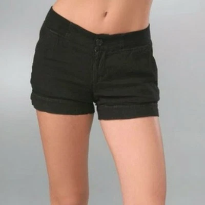Pantalones cortos James Perse para mujer talla 28 negros cintura acanalada 100 % lino WIN4110 Foto 1 de 4