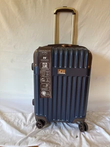 New LONDON FOG Brentwood III 20" Expandable Spinner Hard Luggage Carry On Blue - Picture 1 of 7