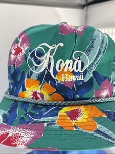 Vintage Kona Hawaii Floral Yellow Hibiscus Flower Rope Hat; Nissin Cap - Picture 1 of 24