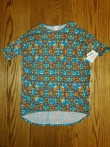 NEW LuLaRoe IRMA Tunic Top Size Small | Blue with Green, Yellow, Red Design NWT - Picture 1 of 3