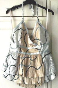 WHISTLES - Silver/Grey/Gold Silk Blend Top - Size 12 - Brand New Tags - Picture 1 of 2