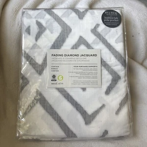 NEW $79 West Elm Fading Diamond Jacquard Curtain 48 x 84” Pole Pocket Gray Ivory - Picture 1 of 5
