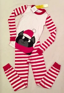 Hanna Andersson Xmas PJ 2 Piece Dog Santa Hat sz 140/ 10 US - Picture 1 of 6