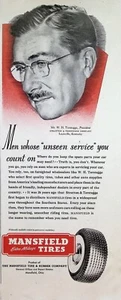 VINTAGE 1950s Print Ad ~ Mansfield Extra Mileage Tires ~ - Picture 1 of 1