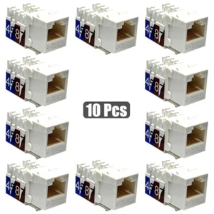 10Pcs Cat5E RJ45 Ethernet LAN Network Keystone Jack 110 Punch Down Snap-in White - Afbeelding 1 van 5