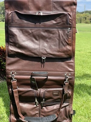 Tumi Alpha Brown Leather 24” Bi-fold Full Size Garment Bag EUC Vintage XXL - Image 1 of 4
