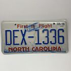 North Carolina “First In Flight”License Plate DEX-1336 EXPIRED 2016
