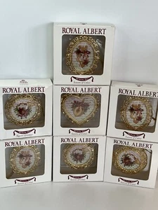Royal Albert Old Country Roses Christmas Tree Ornaments (7) Gold Trim NEW - Picture 1 of 6