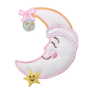 "APLIQUE DE HIERRO EN PARCHE Pastel Sonriente Media Luna y Estrella 2-1/8"" x 2-7/8"" - Imagen 1 de 1