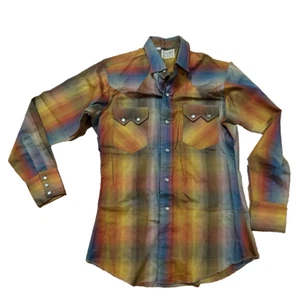 NEW 70s Vintage Dee Cee Western Striped Saw Tooth Pearl Snap Shirt 14 1/2 - Picture 1 of 9