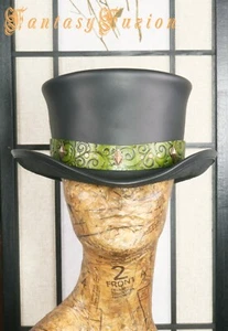 Victorian Top Hat Earth Spirit Hatband Standard Crown Leather Top Hat  - Picture 1 of 2
