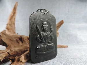 Chinese Old Hetian Green Jade Sculpture Buddha Statue Jade Pendant - Picture 1 of 6