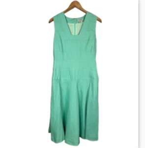 J Peterman Linen Dress Size 4 Aquamarine Green Sleeveless Midi Tea Length - Picture 1 of 7