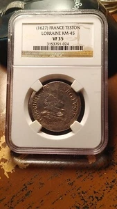 (1627) Lorraine France Charles IV Silver Teston KM45 NGC VF35 Very Choice 1611 - Picture 1 of 4