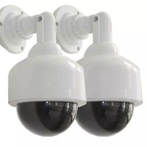 2 Dummy Fake Dome Security Camera Blinking LEDs Flashing Light CCTV Surveillance - Picture 1 of 6