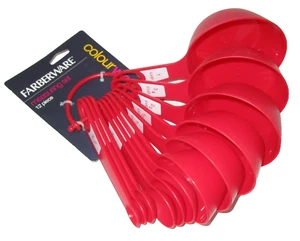 FARBERWARE COLORWORKS ~ 12 PIECE MEASURING SPOON & CUP SET ~ RED ~BPA Free - Picture 1 of 1