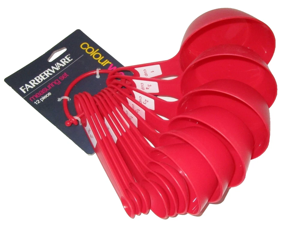 FARBERWARE COLORWORKS ~ 12 PIECE MEASURING SPOON & CUP SET ~ RED ~BPA Free - Image 1 of 1