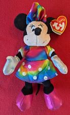 Walt Disney TY Sparkle Minnie Mouse Rainbow Polka Dot Dress Plush Soft Toy Sound