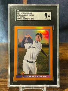 Jarred Kelenic - 2021 Bowman Chrome #91B-JK 1991 Orange Refractor /25 SGC 9 MINT - Picture 1 of 2