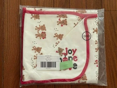 Gymboree Baby Ivory Red Joy Hope Love Bear Jersey Knit Receiving Blanket New - Image 1 of 4