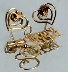 14k Gold "Someone Special" Charm + Heart Earrings - White Stones  - Picture 1 of 17