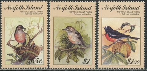 NORFOLK ISLAND Sc#497-499 1990 Birds Complete Set OG Mint NH Cover
